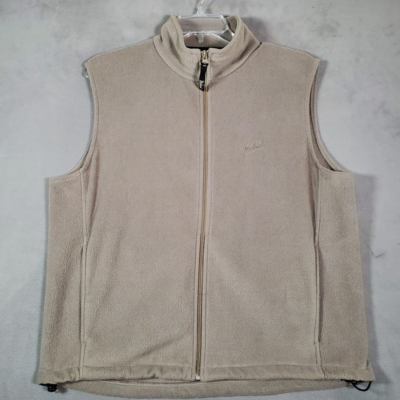 Woolrich Other - Woolrich Vest Mens L‎ Beige Full Zip Fleece Pockets Outdoor Hiking Gorpcore